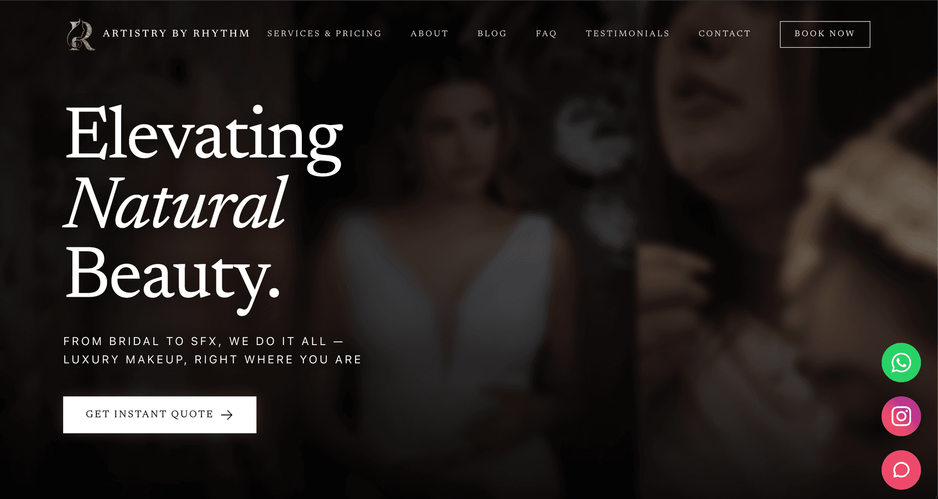 Artistry by Rhythm — live website with embedded chatbot